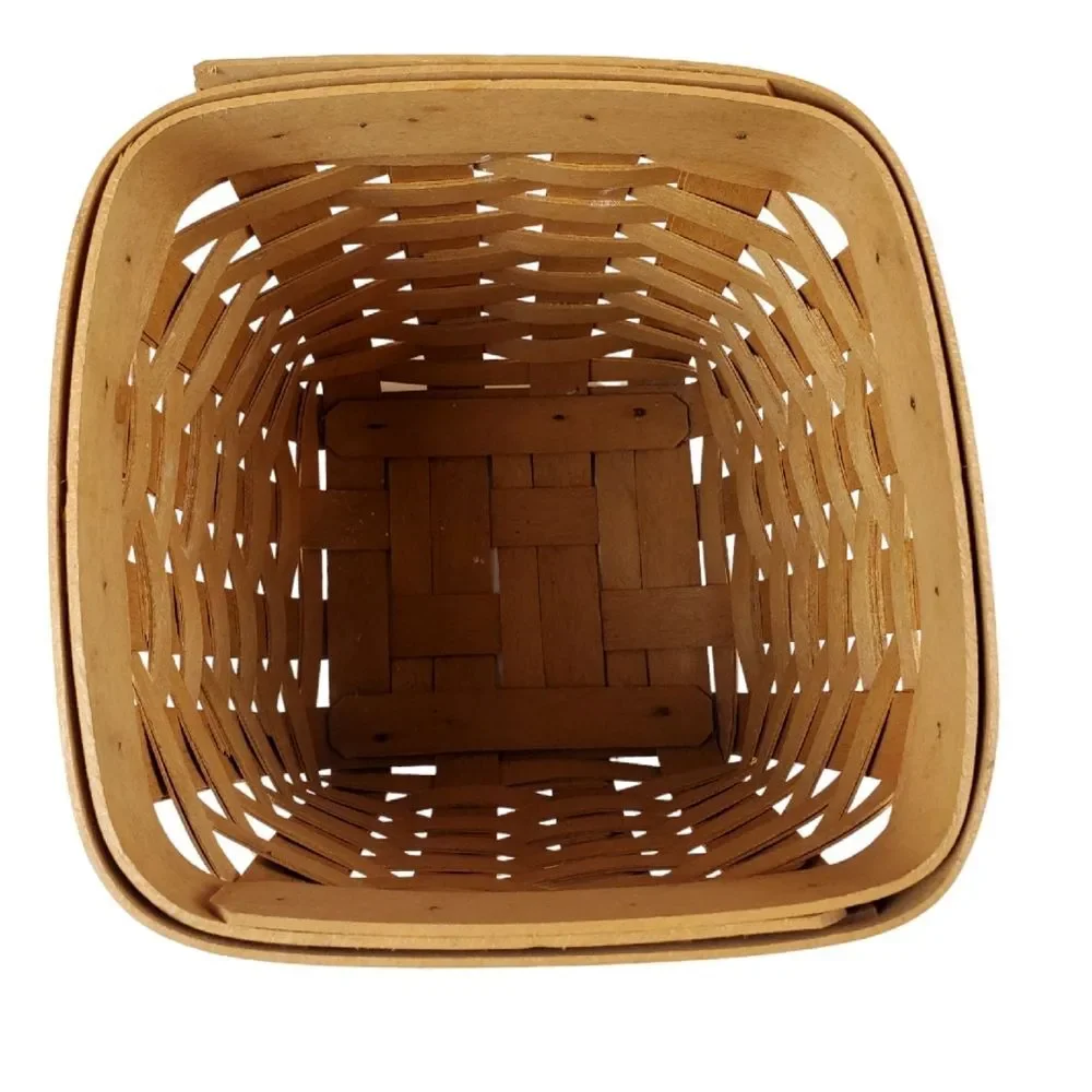 LONGABERGER 2000 Handmade Square Basket Signed USA Woven Wood